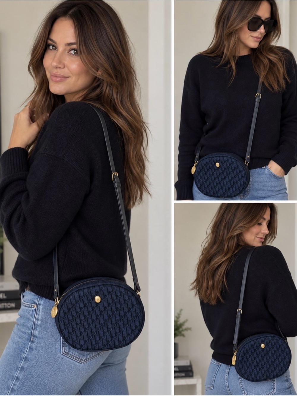 ✨Authentic Vintage Christian Dior Navy Oblique Trotter Shoulder Bag✨